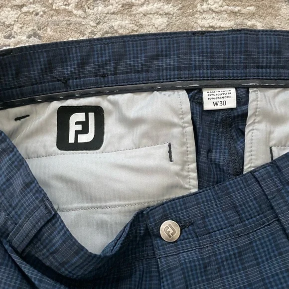 FootJoy Golf Shorts Men 30 Blue Plaid Chino Outdoor Prep Club FJ Performance - Picture 3 of 7